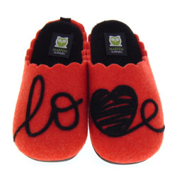 MARPEN SLIPPERS IT18IV22 Pantofole Casa Camera Donna Feltro Rosso  Suola Gomma
