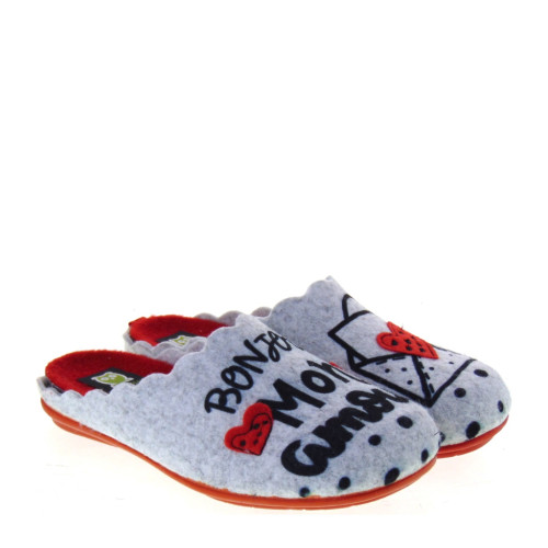 MARPEN SLIPPERS IT4IV22 Pantofole Casa Camera Donna Feltro Grigio  Suola Gomma