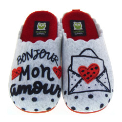 MARPEN SLIPPERS IT4IV22 Pantofole Casa Camera Donna Feltro Grigio  Suola Gomma