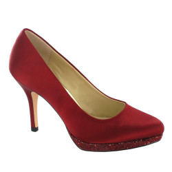 MENBUR 06738 Decollete Cerimonia Donna Raso Bordeaux Tacco Spillo 9Cm Suola Gomma Sintetica