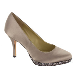 MENBUR 06738 Decollete Cerimonia Donna Raso Tabacco Tacco Spillo 9Cm Suola Gomma Sintetica