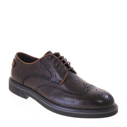 NAZARENO GABRIELLI U505 Inglesine Moda Uomo Ecopelle Marrone Tacco Grosso 3Cm Suola Gomma