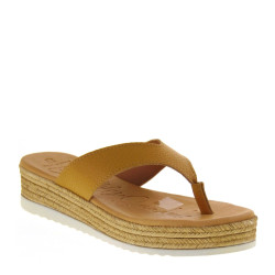 OH MY SANDALS 5019 Infradito Quotidiano Donna Pelle Nocciola Tacco Zeppa 4Cm Suola Gomma