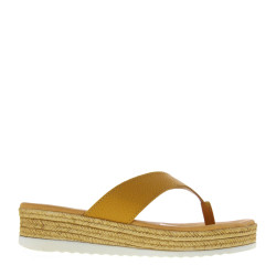 OH MY SANDALS 5019 Infradito Quotidiano Donna Pelle Nocciola Tacco Zeppa 4Cm Suola Gomma