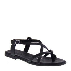 OH MY SANDALS 5152 Infradito Quotidiano Donna Pelle Nero Tacco Grosso 1Cm Suola Gomma