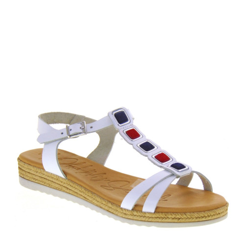 OH MY SANDALS 5201 Sandali Sportivi Donna Pelle Bianco Tacco Zeppa 3Cm Suola Gomma