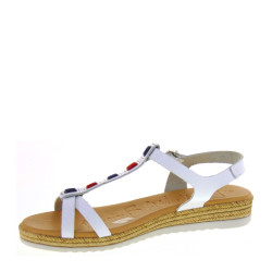 OH MY SANDALS 5201 Sandali Sportivi Donna Pelle Bianco Tacco Zeppa 3Cm Suola Gomma