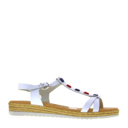 OH MY SANDALS 5201 Sandali Sportivi Donna Pelle Bianco Tacco Zeppa 3Cm Suola Gomma
