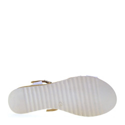 OH MY SANDALS 5205 Sandali Sportivi Donna Pelle Bianco Argento Tacco Zeppa 4Cm Suola Gomma