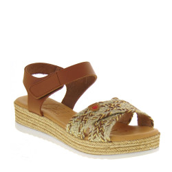 OH MY SANDALS 5206 Sandali Sportivi Donna Corda Cuoio Tacco Zeppa 4Cm Suola Gomma