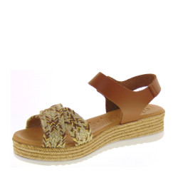 OH MY SANDALS 5206 Sandali Sportivi Donna Corda Cuoio Tacco Zeppa 4Cm Suola Gomma