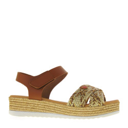 OH MY SANDALS 5206 Sandali Sportivi Donna Corda Cuoio Tacco Zeppa 4Cm Suola Gomma