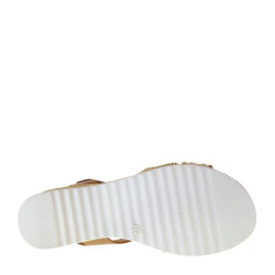 OH MY SANDALS 5206 Sandali Sportivi Donna Corda Cuoio Tacco Zeppa 4Cm Suola Gomma