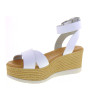 OH MY SANDALS 5215 Sandali Sportivi Donna Pelle Bianco Tacco Zeppa 7Cm Suola Gomma