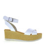 OH MY SANDALS 5215 Sandali Sportivi Donna Pelle Bianco Tacco Zeppa 7Cm Suola Gomma