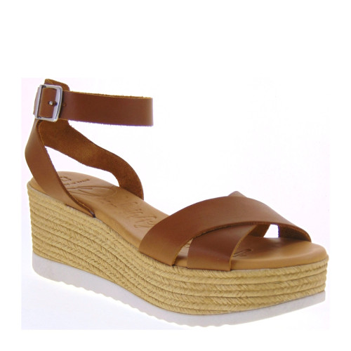 OH MY SANDALS 5215 Sandali Sportivi Donna Pelle Cuoio Tacco Zeppa 7Cm Suola Gomma