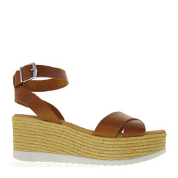 OH MY SANDALS 5215 Sandali Sportivi Donna Pelle Cuoio Tacco Zeppa 7Cm Suola Gomma
