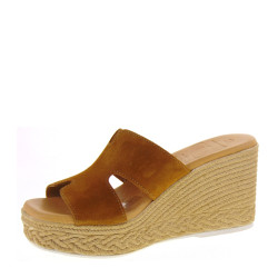 OH MY SANDALS 5223 Sandali Ciabatte Donna Scamosciato Cuoio Tacco Zeppa 9Cm Suola Gomma