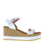 OH MY SANDALS 5248 Sandali Moda Donna Pelle Bianco Tacco Zeppa 8Cm Suola Gomma