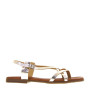 OH MY SANDALS 5317 Infradito Quotidiano Donna Pelle Laminata Champagne Tacco Grosso 1Cm Suola Gomma