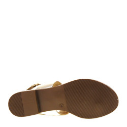 OH MY SANDALS 5334 Infradito Quotidiano Donna Pelle Laminata Champagne Tacco Grosso 2Cm Suola Gomma