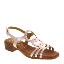 OH MY SANDALS 5339 Sandali Sportivi Donna Pelle Laminata Oro Rosa Tacco Grosso 3Cm Suola Gomma