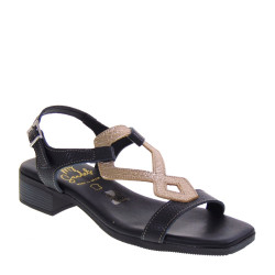 OH MY SANDALS 5345 Sandali Sportivi Donna Pelle Laminata Nero Tacco Grosso 3Cm Suola Gomma