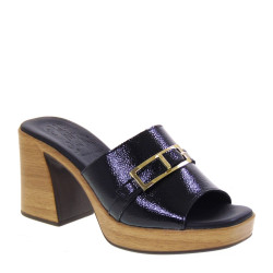 OH MY SANDALS 5396 Sandali Moda Donna Vernice Nero Tacco Grosso 8Cm Suola Gomma