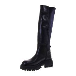 PIRANHA 312 Stivali Casual Donna Pelle Nero Tacco Grosso 5Cm Suola Gomma Gambale Ginocchio