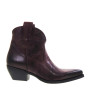 PIRANHA 500 Texani Bassi Donna Pelle Bordeaux Tacco Western 4Cm Suola Gomma Gambale Caviglia