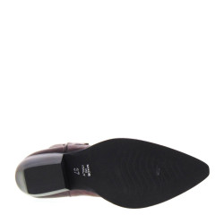 PIRANHA 500 Texani Bassi Donna Pelle Bordeaux Tacco Western 4Cm Suola Gomma Gambale Caviglia