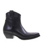 PIRANHA 504 Texani Bassi Donna Pelle Nero Tacco Western 4Cm Suola Gomma Gambale Caviglia