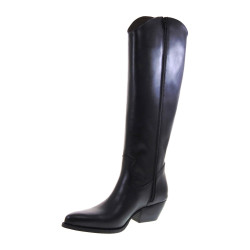 PIRANHA 505 Texani Alti Donna Pelle Nero Tacco Western 4Cm Suola Gomma Gambale Ginocchio