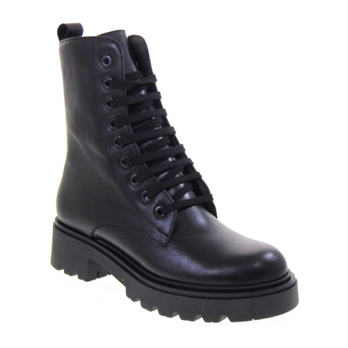 PITILLOS 10106 Anfibi Casual Donna Pelle Nero Tacco Grosso 4Cm Suola Gomma