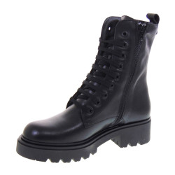 PITILLOS 10106 Anfibi Casual Donna Pelle Nero Tacco Grosso 4Cm Suola Gomma