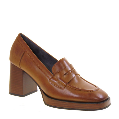 PITILLOS 10190 Mocassini Casual Donna Pelle Cuoio Tacco Grosso 8Cm Suola Gomma