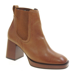 PITILLOS 10192 Stivaletti Casual Donna Pelle Cuoio Tacco Grosso 8Cm Suola Gomma Gambale Caviglia