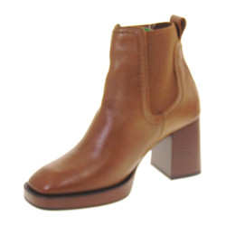 PITILLOS 10192 Stivaletti Casual Donna Pelle Cuoio Tacco Grosso 8Cm Suola Gomma Gambale Caviglia