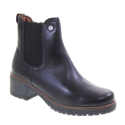 PITILLOS 20022 Stivaletti Casual Donna Pelle Nero Tacco Grosso 5Cm Suola Gomma Gambale Caviglia