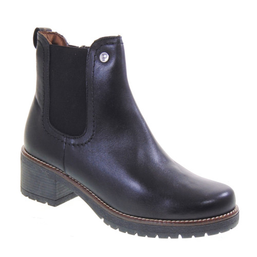 PITILLOS 20022 Stivaletti Casual Donna Pelle Nero Tacco Grosso 5Cm Suola Gomma Gambale Caviglia