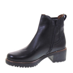 PITILLOS 20022 Stivaletti Casual Donna Pelle Nero Tacco Grosso 5Cm Suola Gomma Gambale Caviglia