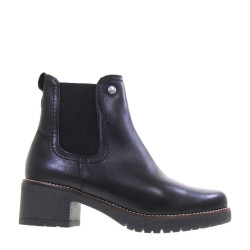 PITILLOS 20022 Stivaletti Casual Donna Pelle Nero Tacco Grosso 5Cm Suola Gomma Gambale Caviglia