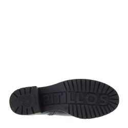 PITILLOS 20022 Stivaletti Casual Donna Pelle Nero Tacco Grosso 5Cm Suola Gomma Gambale Caviglia