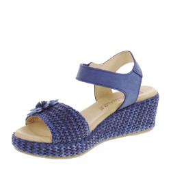 PITILLOS 5503 Sandali Sportivi Donna Rafia Marino Tacco Zeppa 6Cm Suola Poliuretano