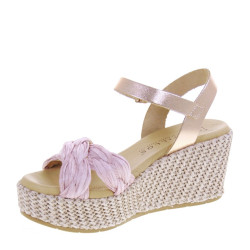 PITILLOS 5511 Sandali Sportivi Donna Rafia Rosa Tacco Zeppa 7Cm Suola Poliuretano