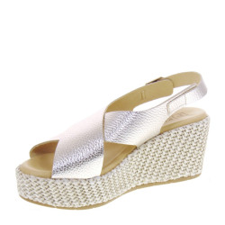 PITILLOS 5512 Sandali Sportivi Donna Pelle Oro Tacco Zeppa 7Cm Suola Poliuretano