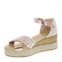 PITILLOS 5522 Sandali Sportivi Donna Pelle Laminata Rosa Tacco Zeppa 6Cm Suola Poliuretano
