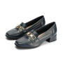 PITILLOS 5770 Mocassini Casual Donna Pelle Blu Tacco Grosso 3Cm Suola Gomma