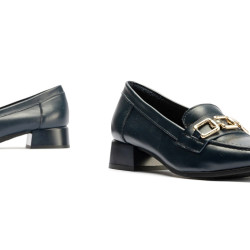 PITILLOS 5770 Mocassini Casual Donna Pelle Blu Tacco Grosso 3Cm Suola Gomma