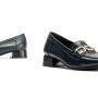 PITILLOS 5770 Mocassini Casual Donna Pelle Blu Tacco Grosso 3Cm Suola Gomma